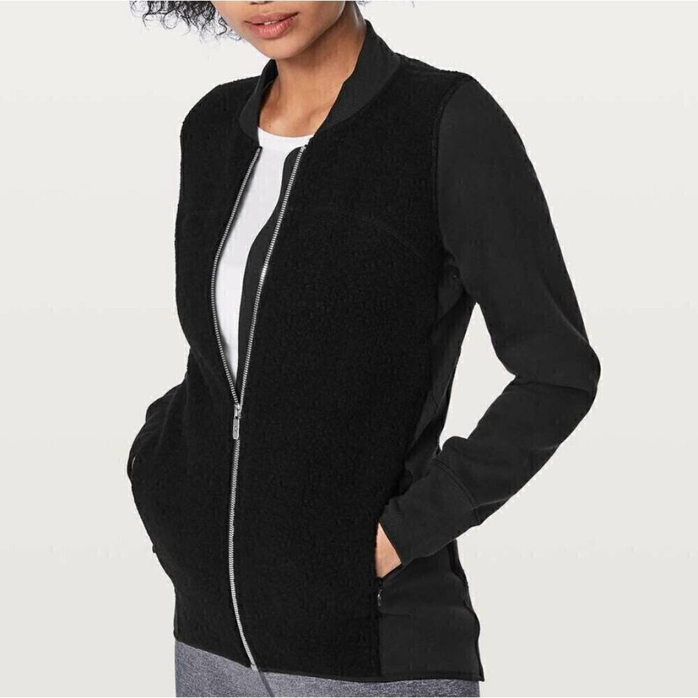Lululemon Black Sherpa Stand Out Full Zip Jacket